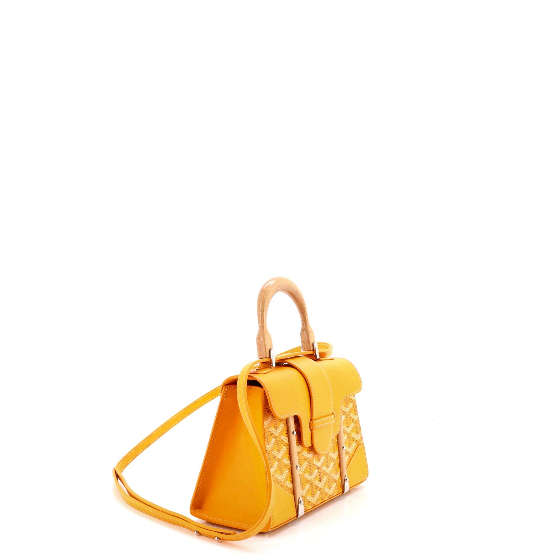 Structured Saigon Top Handle Bag Coated Canvas with Leather Mini, Alternate, color, Yellow