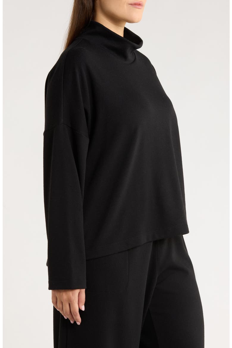Drop Shoulder Turtleneck Top, Alternate, color, BLACK
