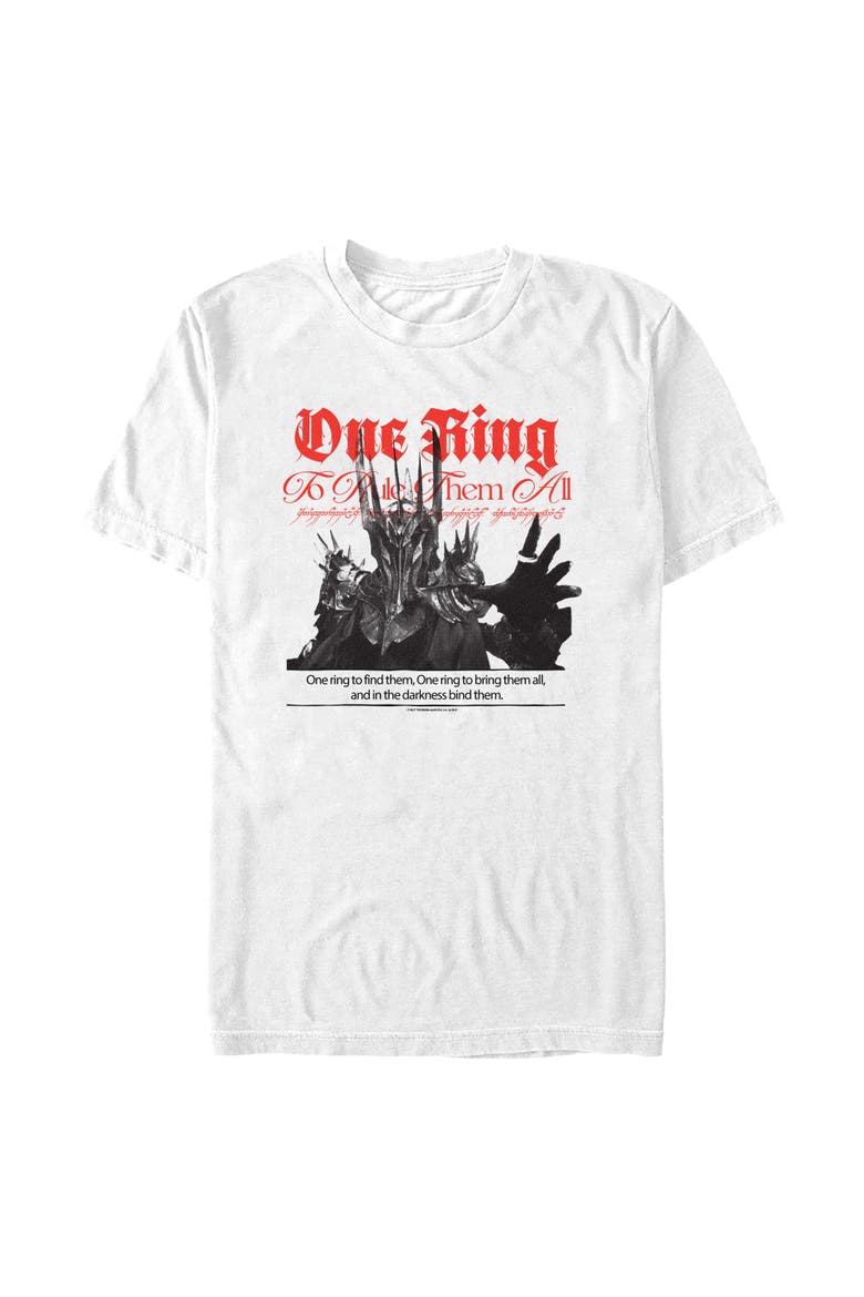 Men's The Lord of the Rings Sauron One Ring To Rule  Graphic T-Shirt, Main, color, White