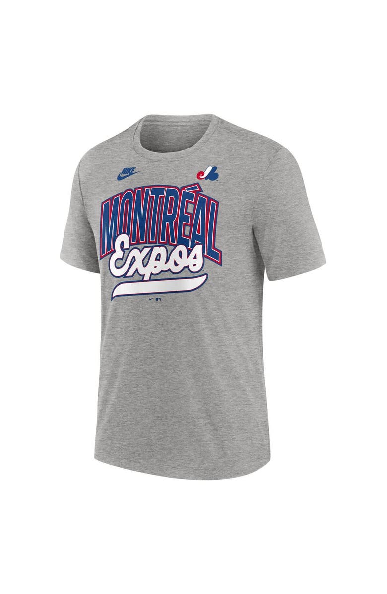Nike Men's Nike Heather Gray Montreal Expos Cooperstown Collection Retro Tri-Blend T-Shirt, Alternate, color, Heather Gray
