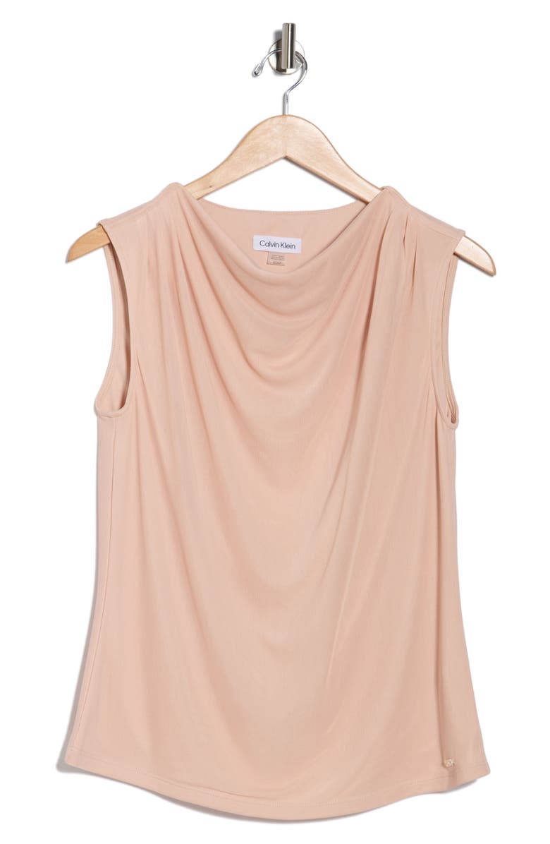 Calvin Klein Cowl Neck Sleeveless Mesh Top, Alternate, color, Pink Pepper