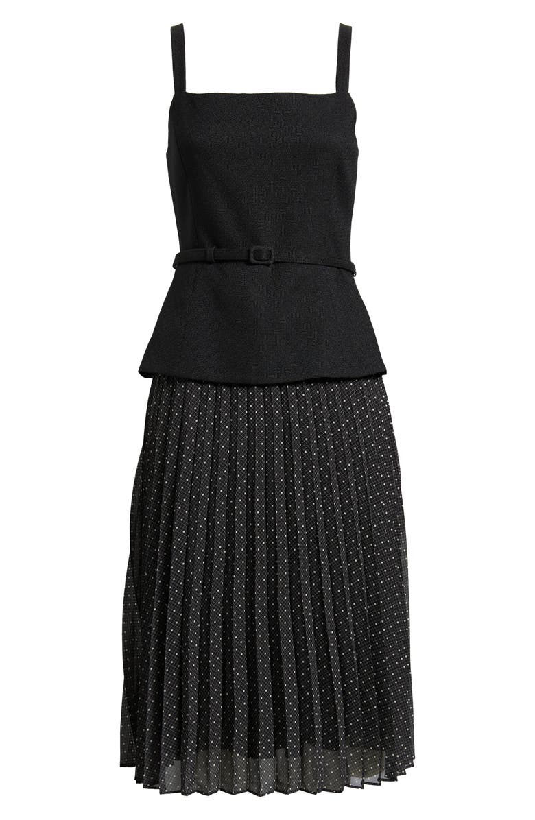 Julia Jordan Sleeveless Mixed Media Midi Dress, Alternate, color, Black