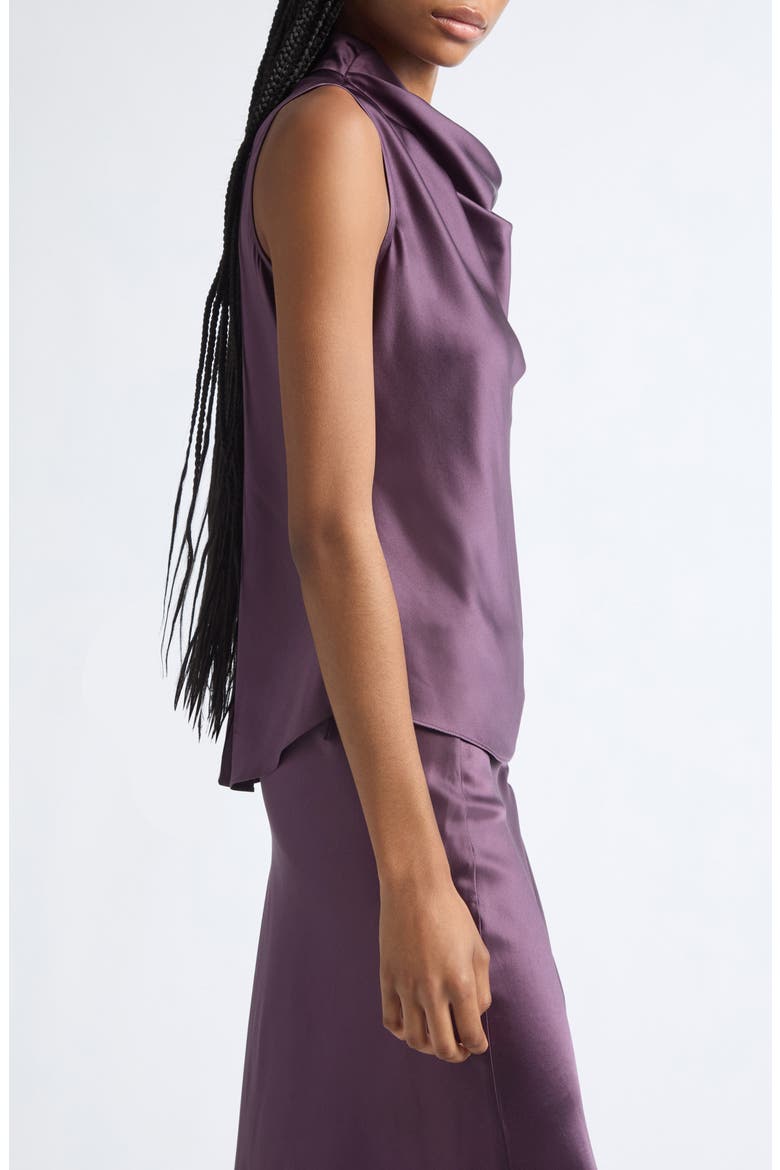 Tam Cowl Neck Silk Shell, Alternate, color, DARK EGGPLANT