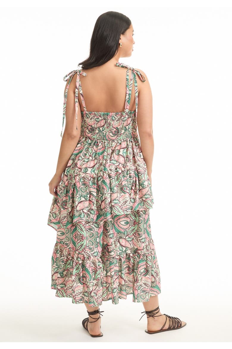 Tiered Smocked Midi Dress, Alternate, color, PAISLEY PINK