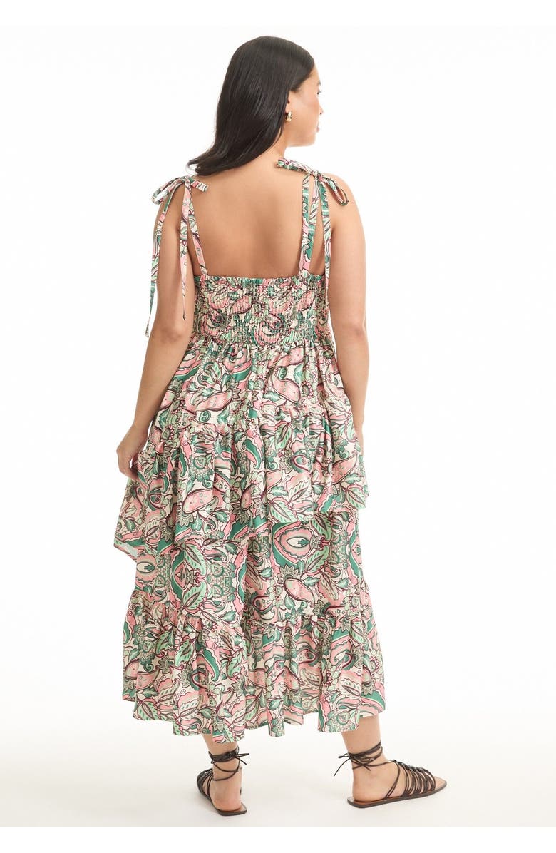 June + Vie Tiered Smocked Midi Dress, Alternate, color, Paisley Pink