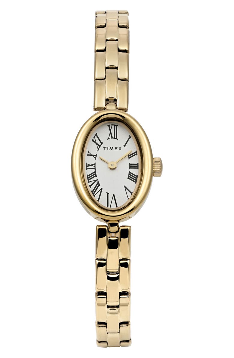 Timex<sup>®</sup> Cavatina Oval Bracelet Watch, 19mm, Main, color, White