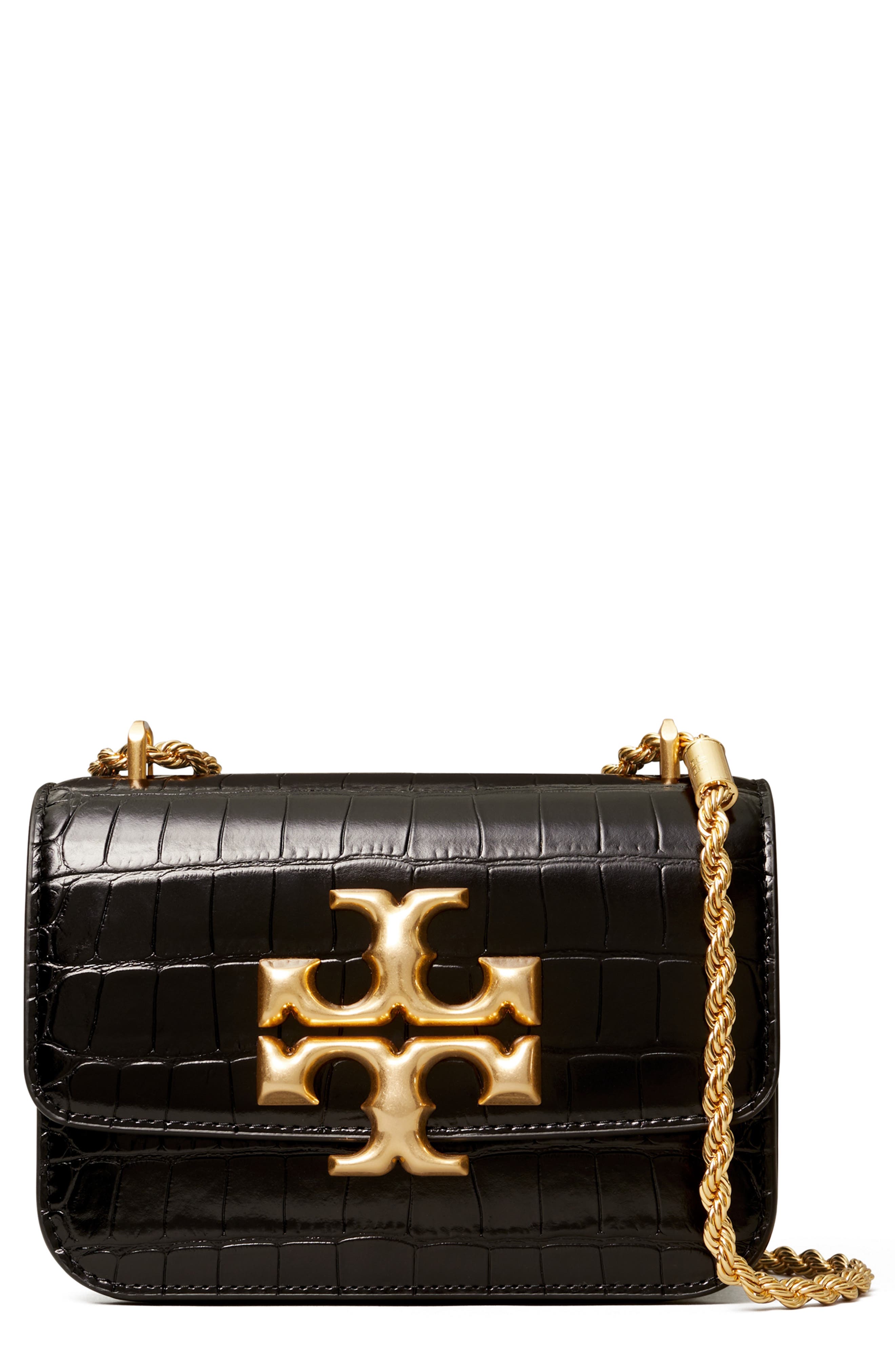 Tory Burch Small Eleanor Croc Embossed Leather Convertible Shoulder Bag, Main, color, 