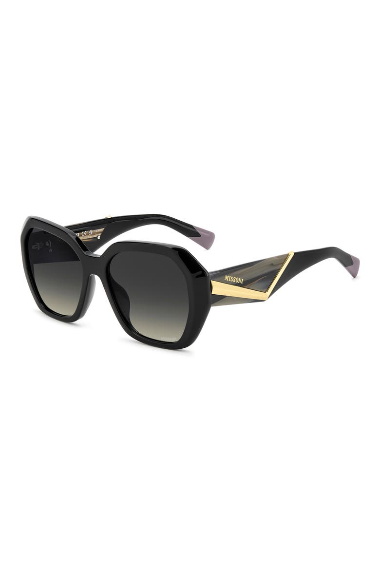55mm Gradient Geometric Sunglasses, Alternate, color, BLACK/ GREYBROWN DS