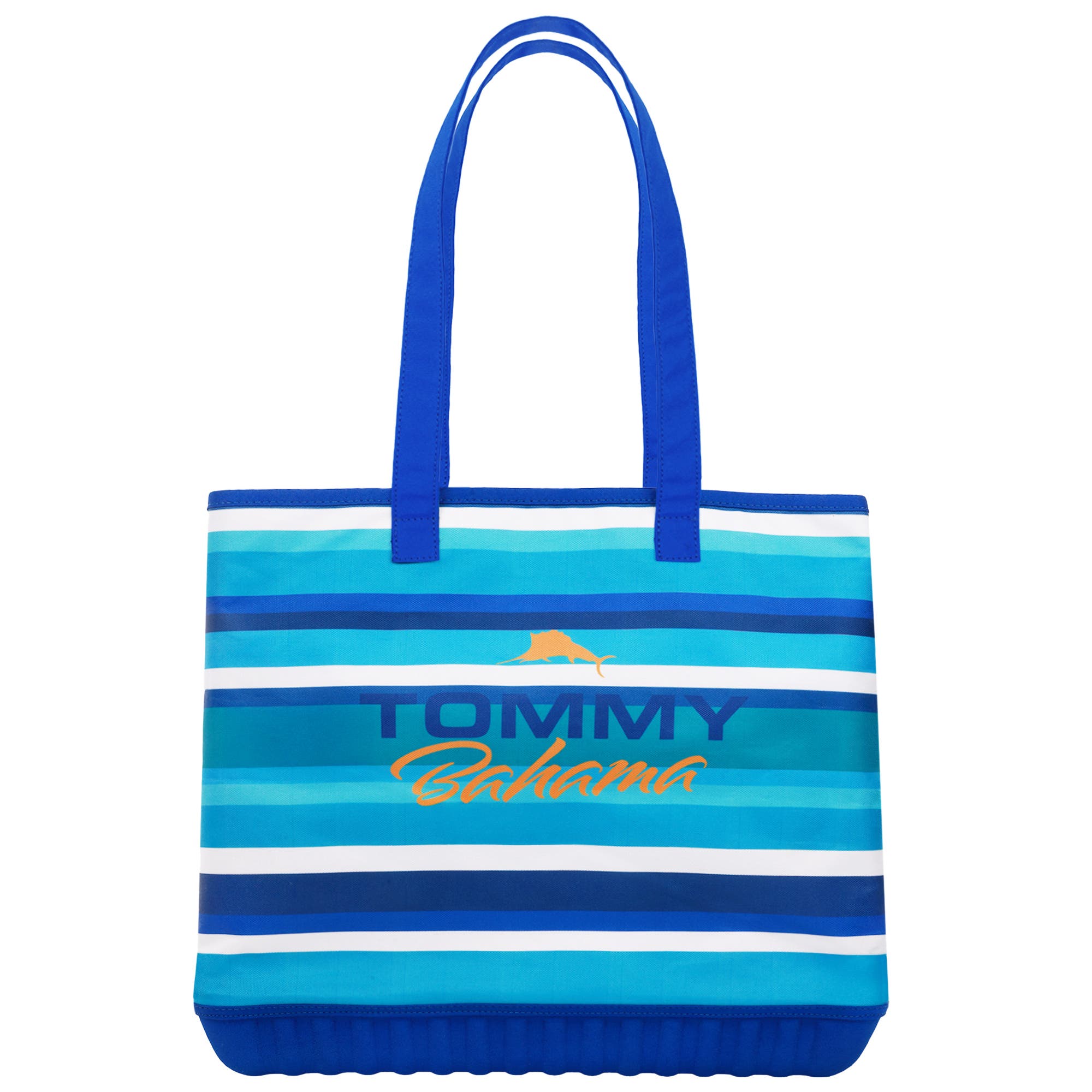 Tommy Bahama Water-Repellent Tote with Pouch Ocean Stripe Print, Alternate, color, Navy
