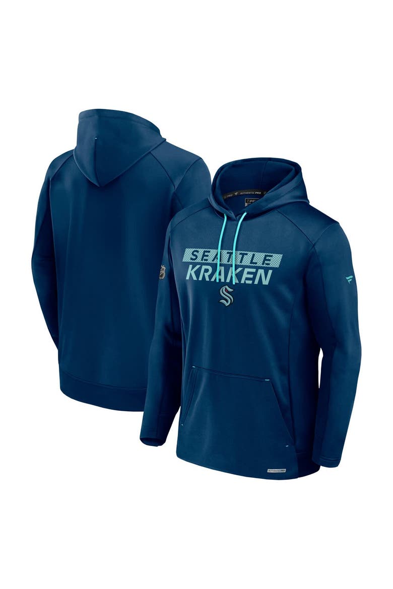Men's Fanatics  Navy Seattle Kraken Authentic Pro Rink Fleece Pullover Hoodie, Main, color, Navy