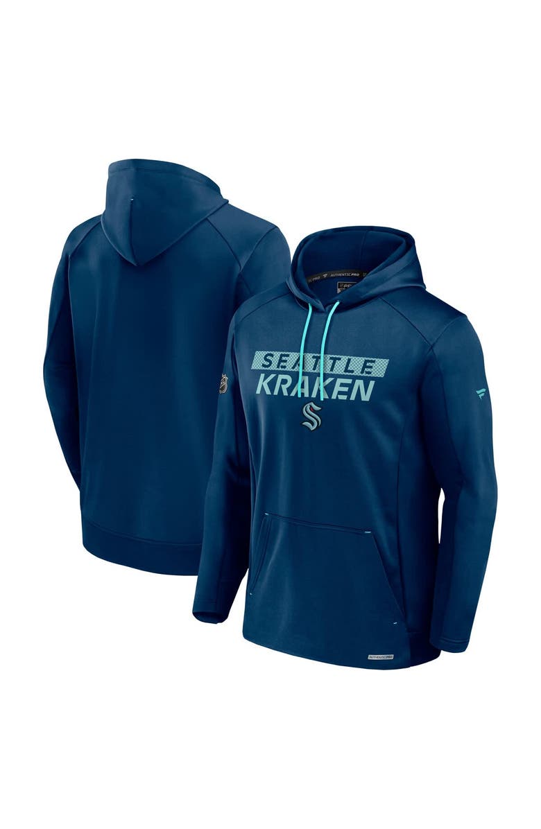 FANATICS Men's Fanatics Navy Seattle Kraken Authentic Pro Rink Fleece Pullover Hoodie, Main, color, Navy