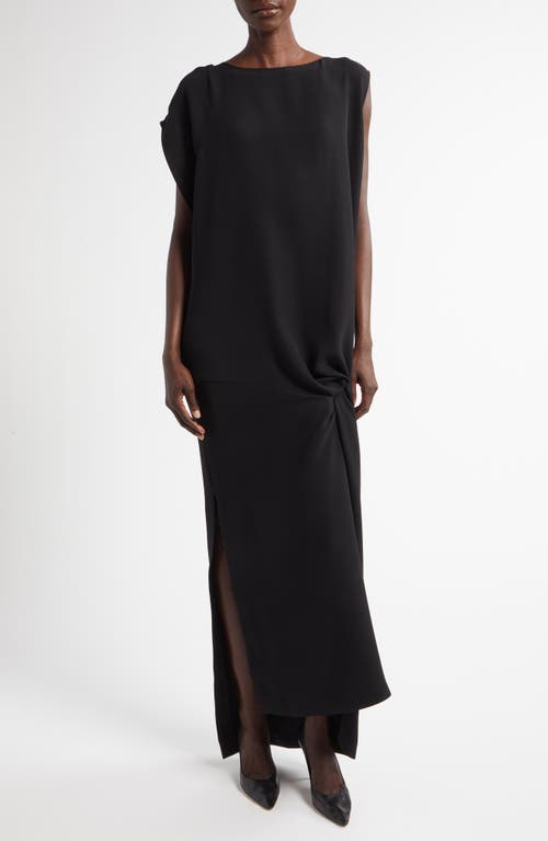 The Row Esmee Asymmetric Silk Column Gown In Black