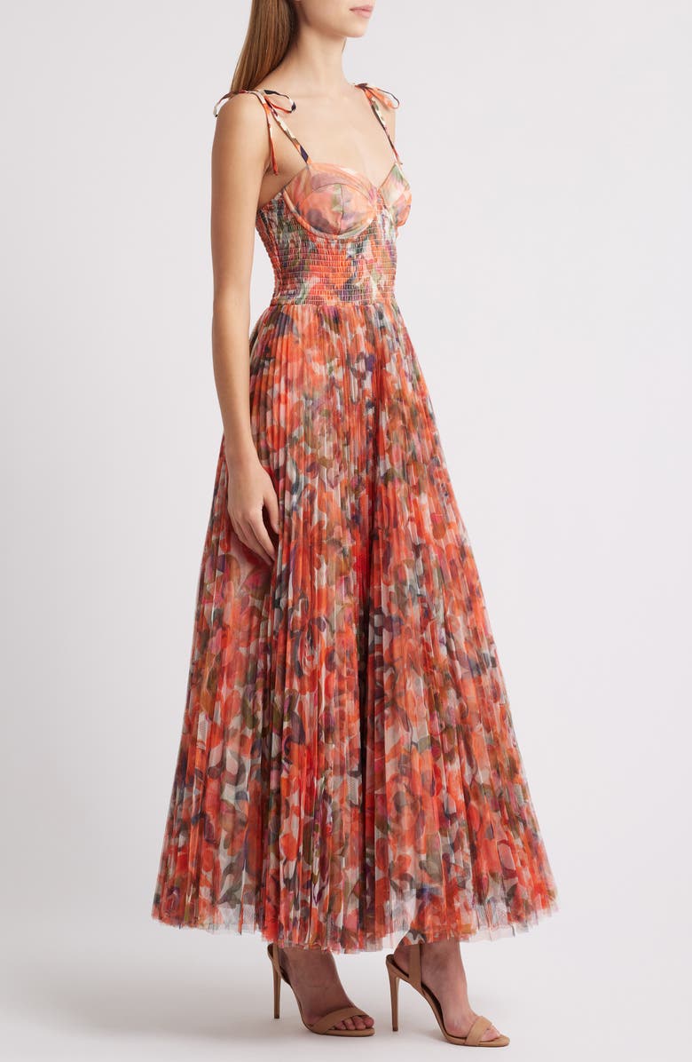 Hutch Smocked Tulle Gown, Alternate, color, Orange Painted Lush Tropical