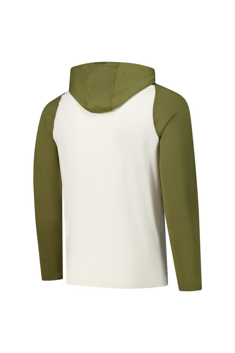 Men's Antigua Cream/Olive Pittsburgh Penguins Intrepid Sand Raglan Long Sleeve Hoodie T-Shirt, Alternate, color, Cream