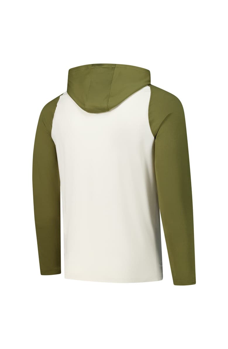 ANTIGUA Men's Antigua Cream/Olive Pittsburgh Penguins Intrepid Sand Raglan Long Sleeve Hoodie T-Shirt, Alternate, color, Cream