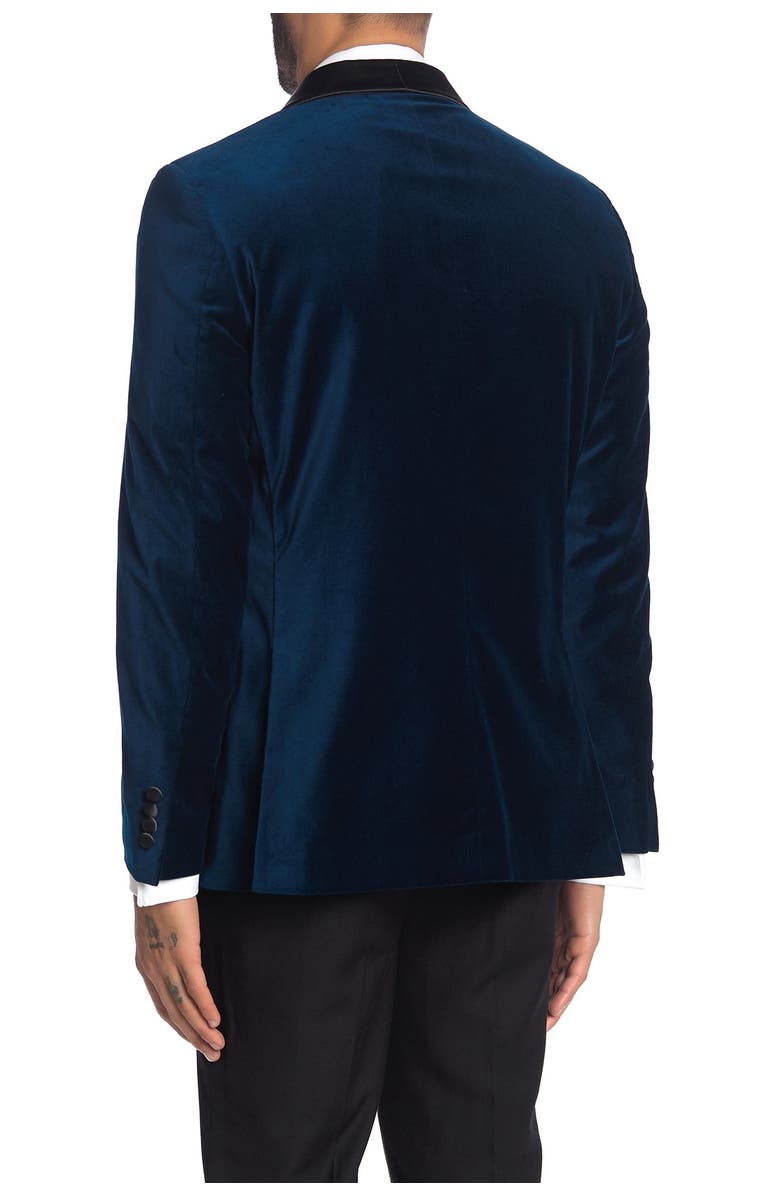 SAVILE ROW CO Navy Shawl Collar Single Button Velvet Suit Separate Sport Coat, Alternate, color, Navy