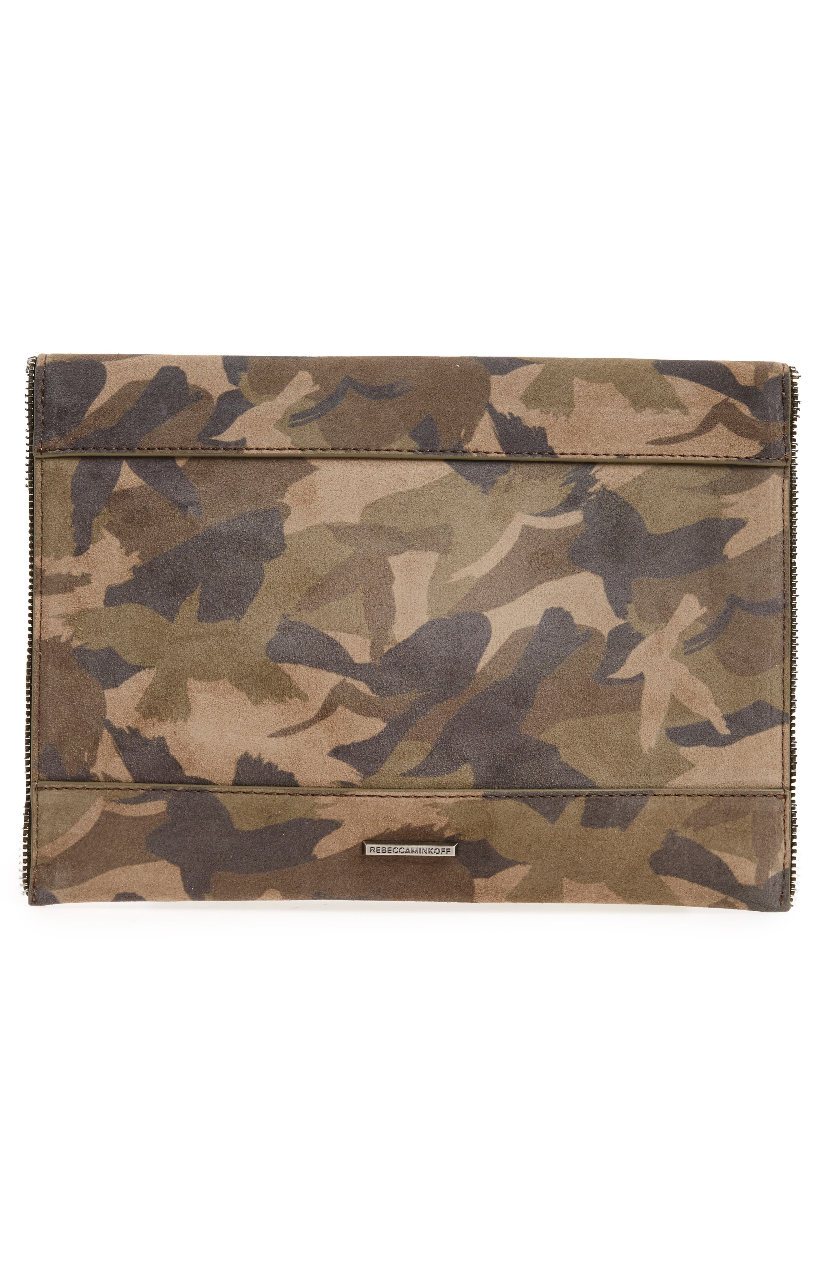 Leo Camo Leather Clutch, Alternate, color, GREEN CAMO