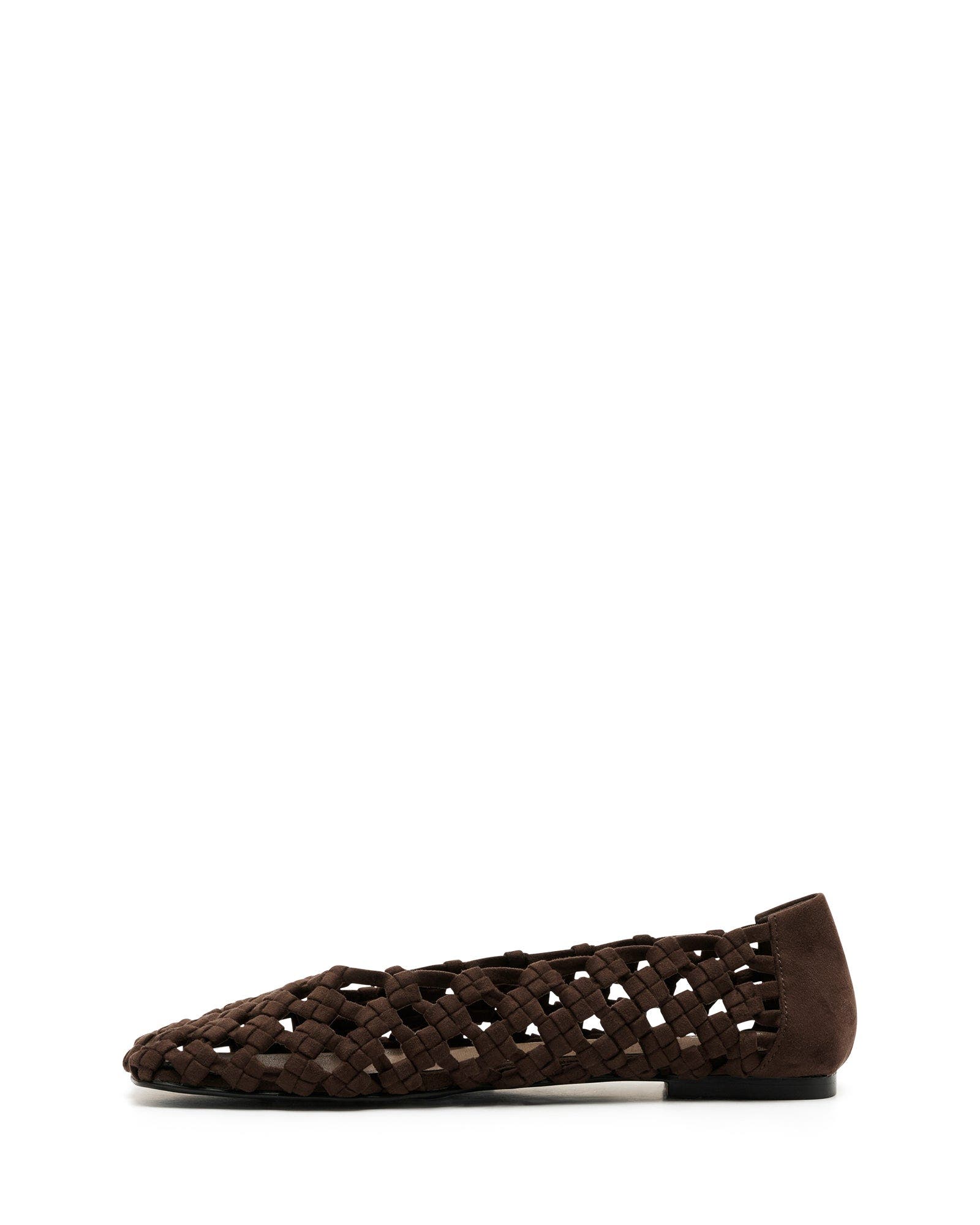Genesis Square Toe Woven Flats, Alternate, color, CHOCOLATE FAUX SUEDE