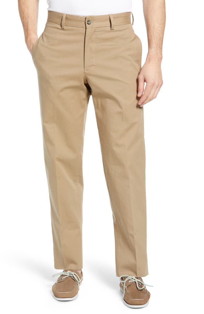 Berle Charleston Khakis Flat Front Stretch Canvas Pants, Main, color, Khaki