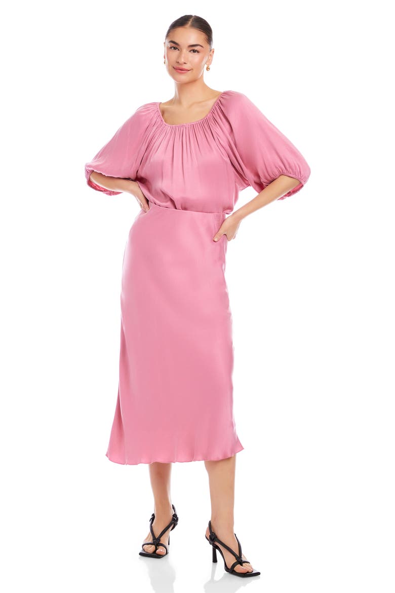Eva Bias Midi Skirt, Alternate, color, PEONY