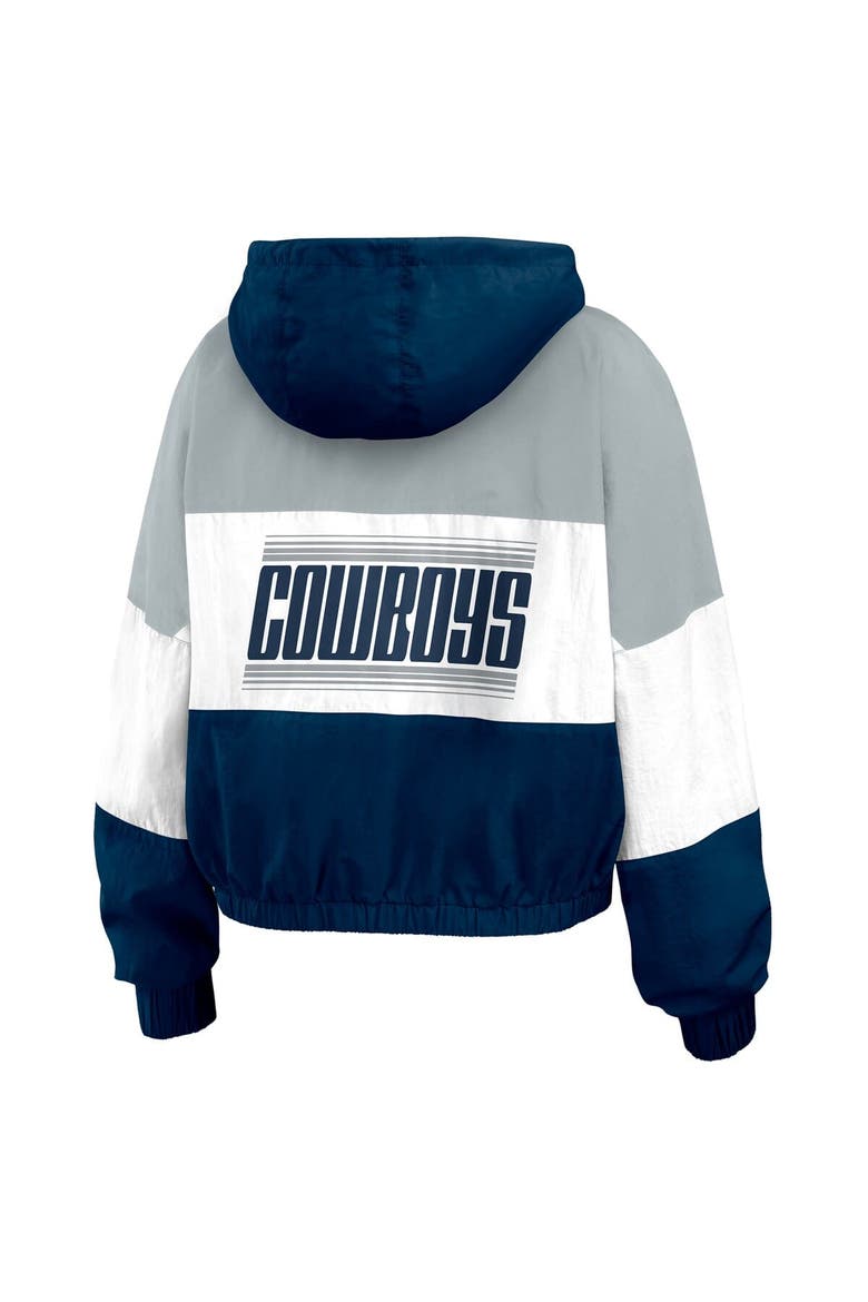 Women's WEAR by Erin Andrews  Navy Dallas Cowboys Color Block Full-Zip Windbreaker Jacket, Alternate, color, Navy