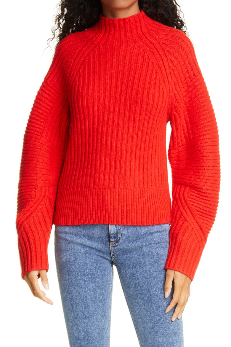 Oakes Mock Neck Merino Wool Sweater, Main, color, BATTLERED