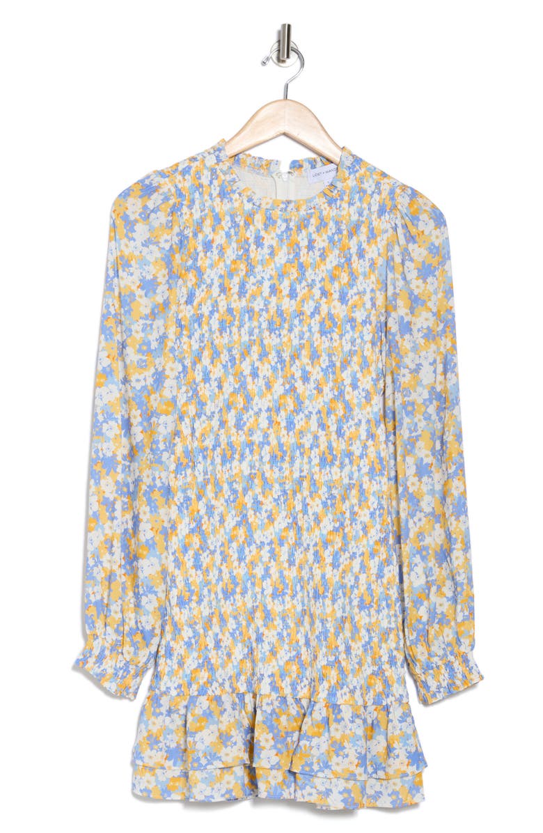 Lost + Wander Dazzling Bloom Long Sleeve Smocked Minidress, Alternate, color,