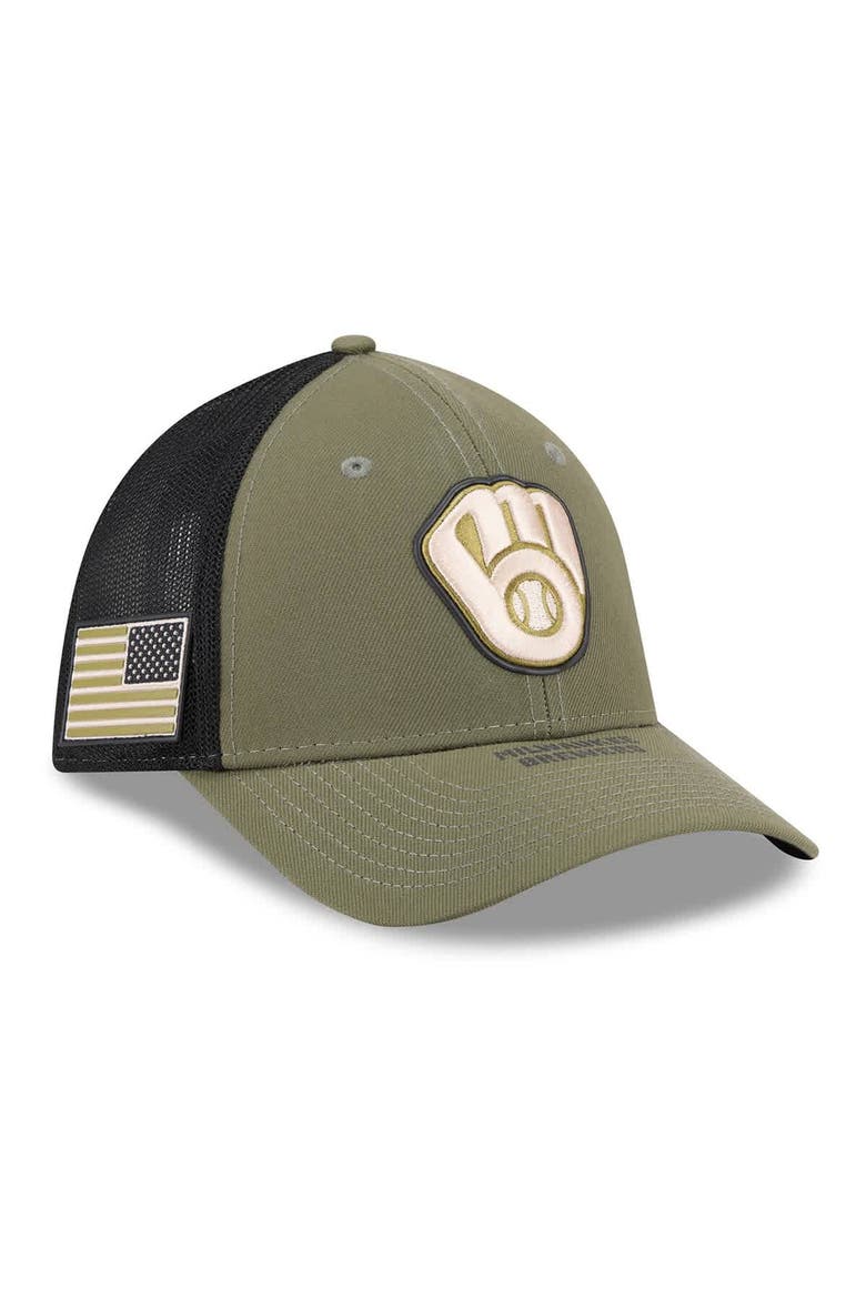 Men's New Era  Olive Milwaukee Brewers 2026 Armed Forces Day 39THIRTY M-Crown Flex Hat, Main, color, Olive