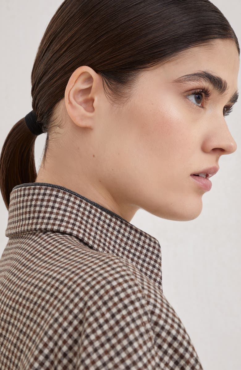 Brunello Cucinelli Virgin wool check shirt, Alternate, color, Brown