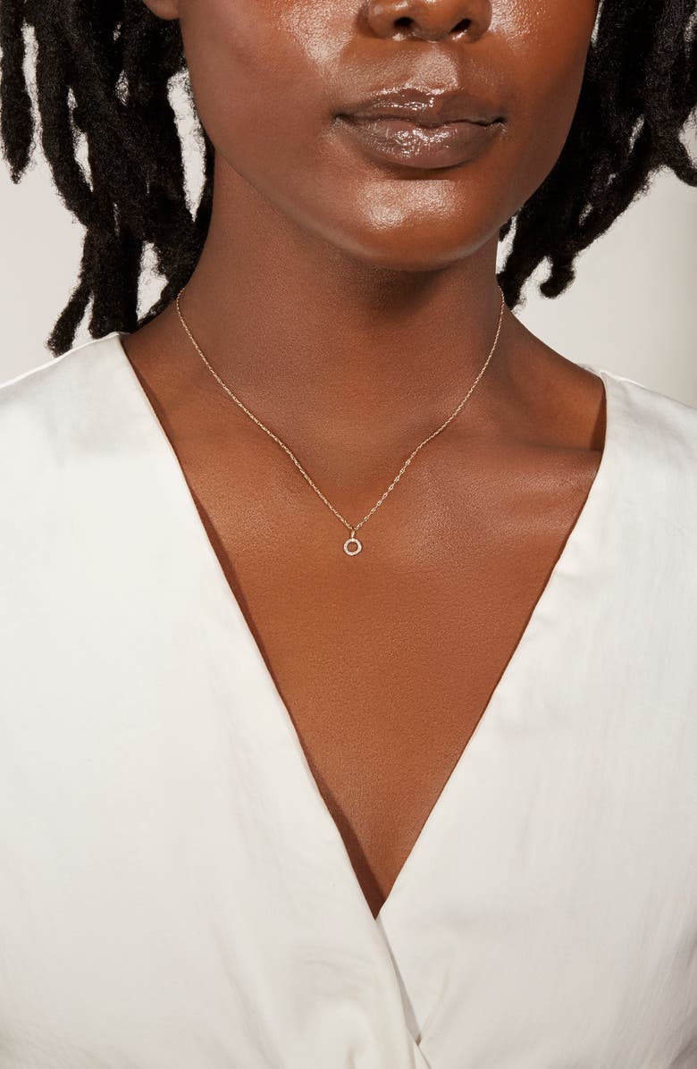 STONE AND STRAND Pavé Diamond Open Circle Pendant Necklace, Alternate, color,