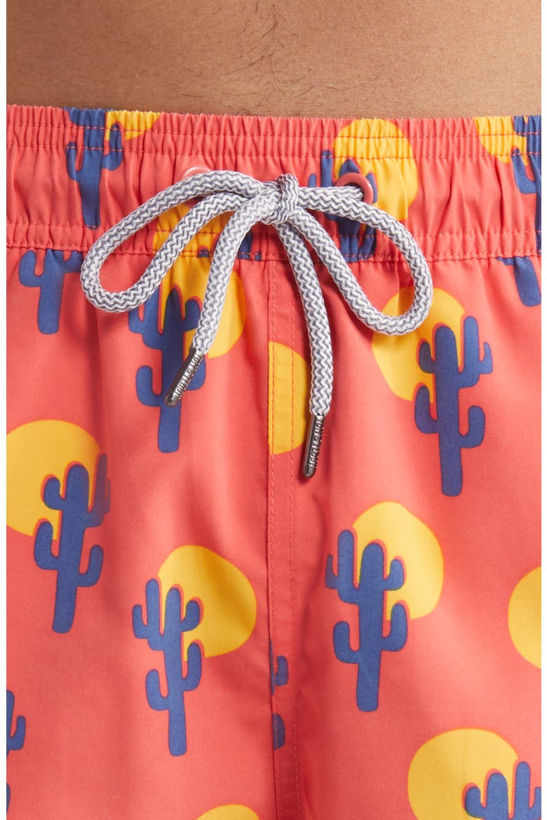 Cactus Print Performance Swim Trunks, Alternate, color, DEEP ROSE