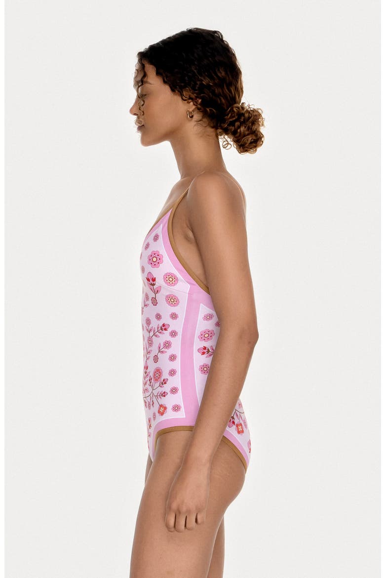 Pink Garden Reversible V-Neck One-Piece Swimsuit, Alternate, color, Pink