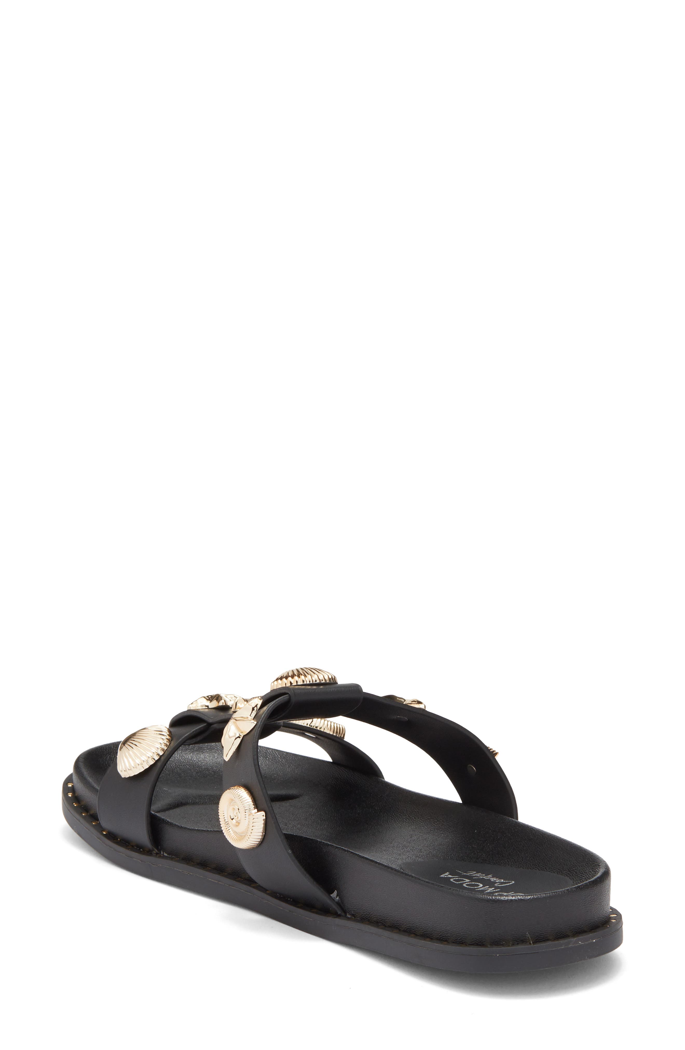 TOP MODA Sailor Slide Sandal, Alternate, color, Black Pu