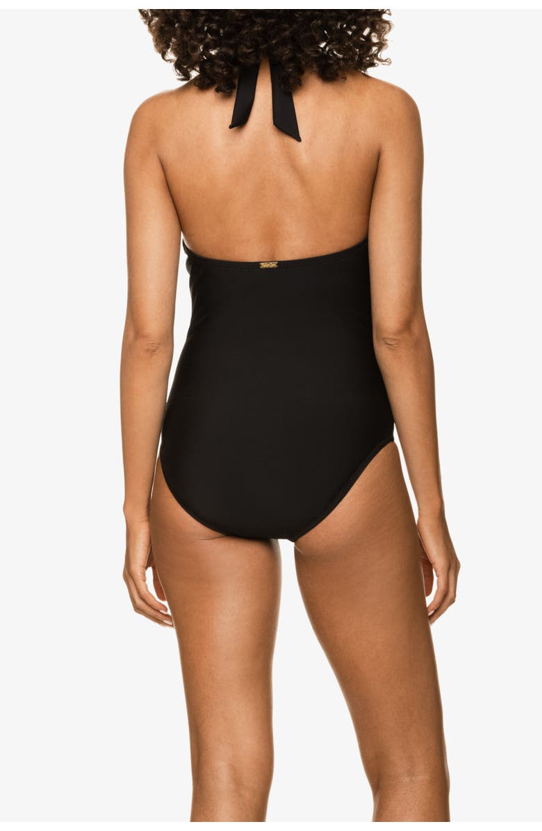 HELEN JON Plunge Tortoise One-Piece, Alternate, color, Black