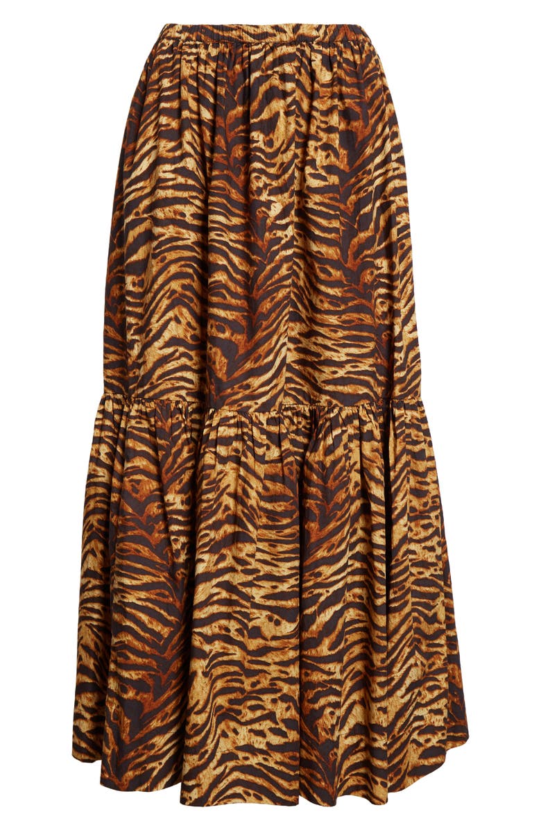 Ganni Tiered Organic Cotton Maxi Skirt, Alternate, color,