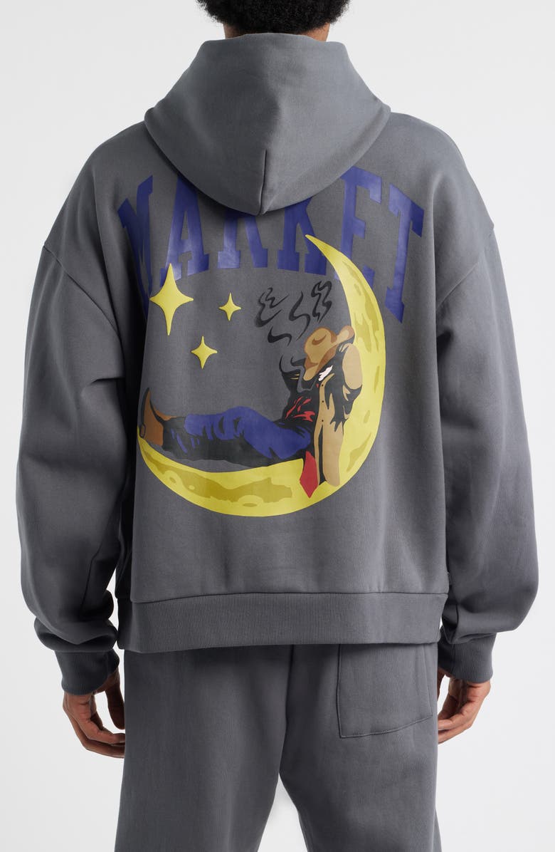MARKET Night Rider Cotton Graphic Hoodie, Alternate, color, Asphalt