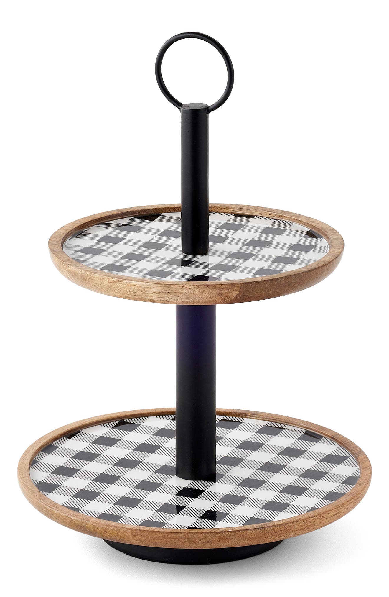 ONE HUNDRED 80 DEGREES Black Gingham Two Tier Stand | Nordstromrack