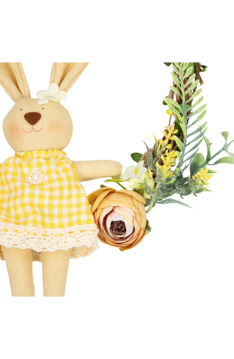 Northlight Bunny with Flowers Artificial Mini Easter Twig Wreath - 10", Alternate, color, Brown
