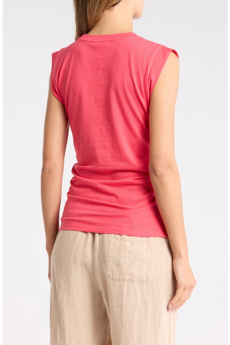 Side Ruched Cotton Blend Tank, Alternate, color, RED GERANIUM