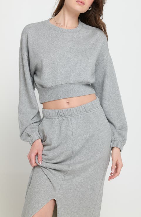 Crop Cotton Crewneck Sweatshirt