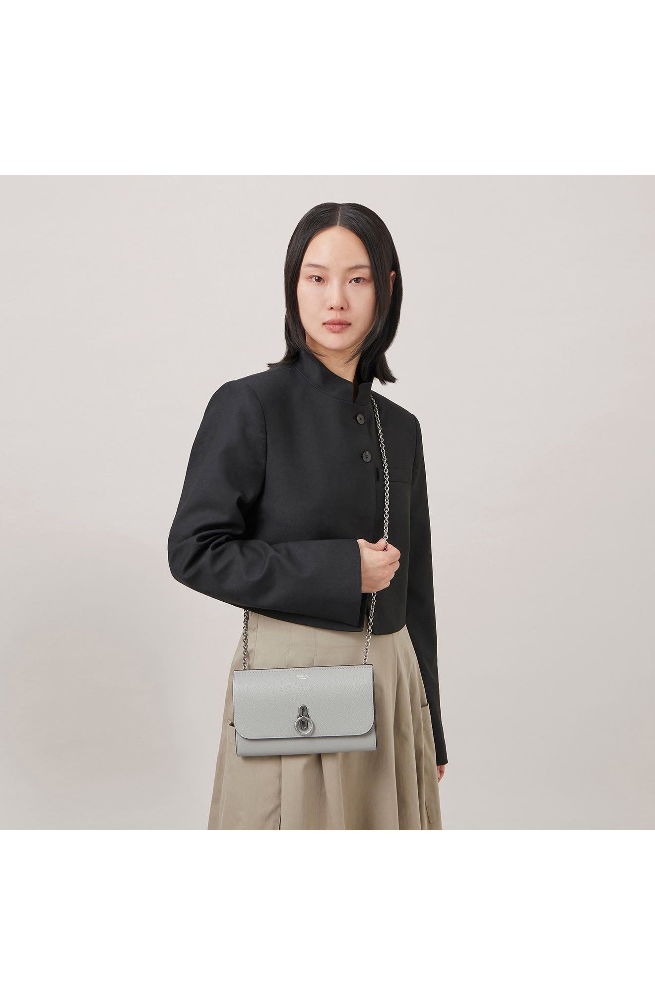 Small Amberley Leather Clutch, Alternate, color, PALE GREY