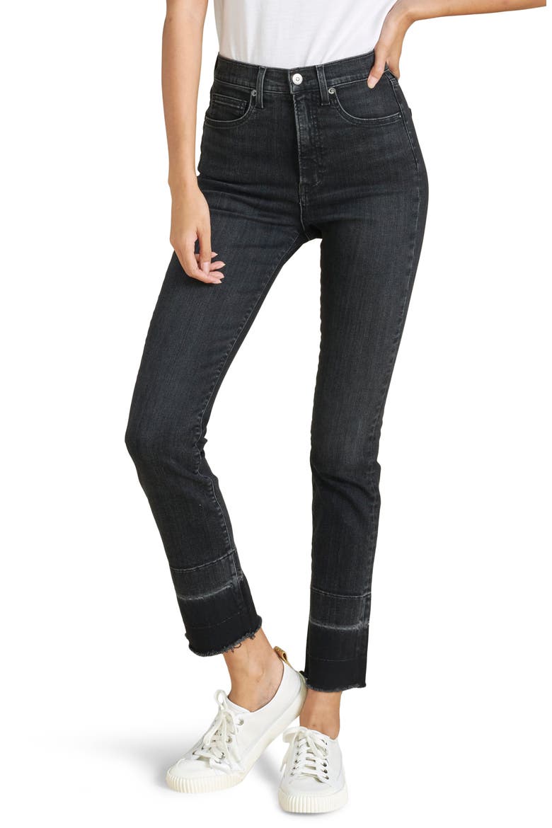 Ryleigh Deep Release Hem Slim Straight Leg Jeans, Main, color, WASHED ONYX