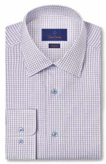 David Donahue Regular Fit Dobby Check Dress Shirt