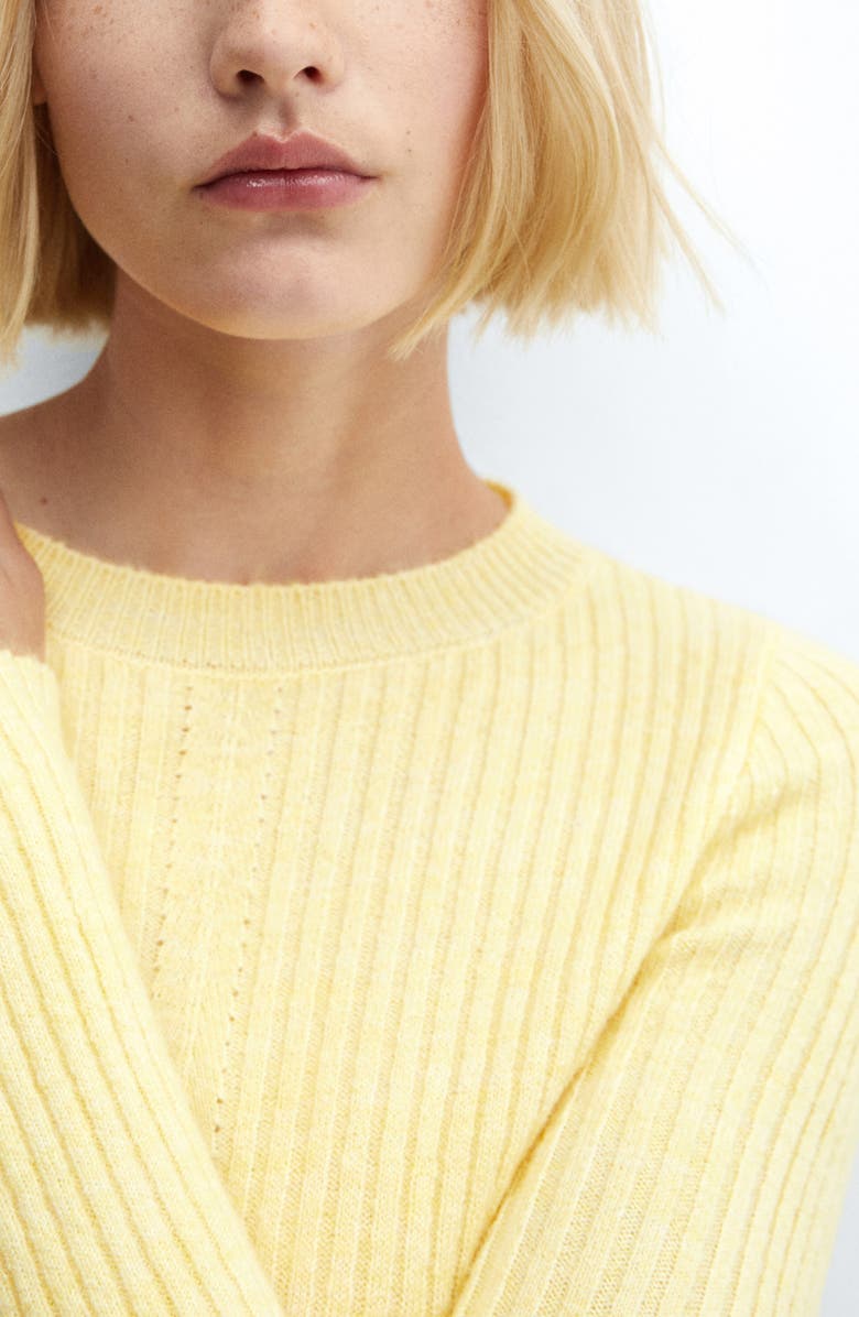 MANGO Rib Long Sleeve Knit Midi Dress, Alternate, color,