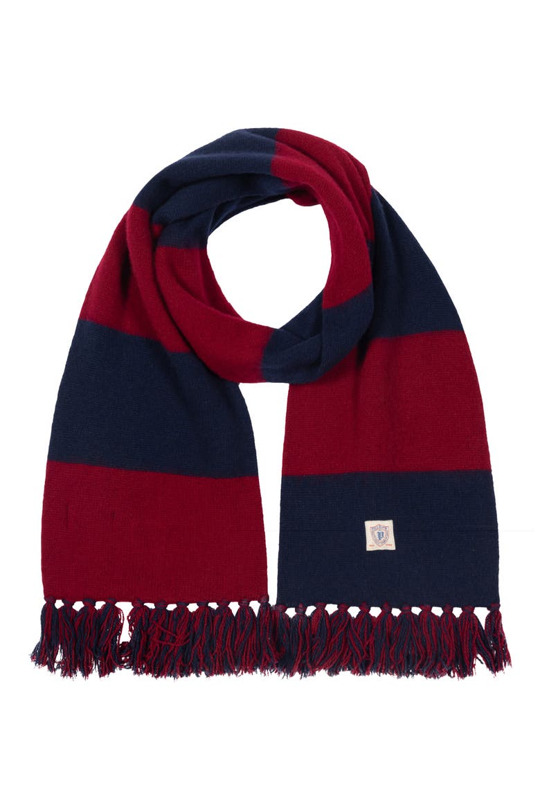 Rugby Stripe Merino Wool Blend Scarf, Main, color, NAVY/ RED