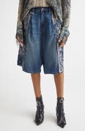 R13 Jesse Pleated Denim Bermuda Shorts
