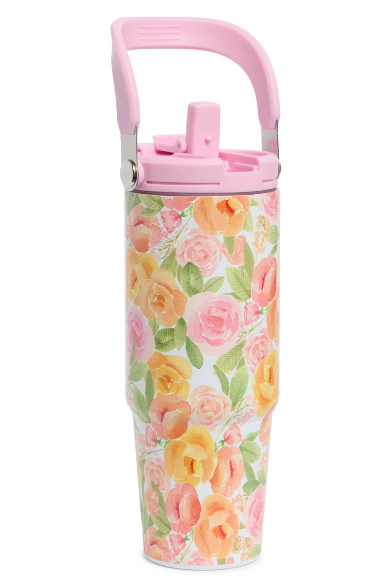 Floral Stainless Steel 30 oz. Water Bottle, Main, color, FULL POSEY