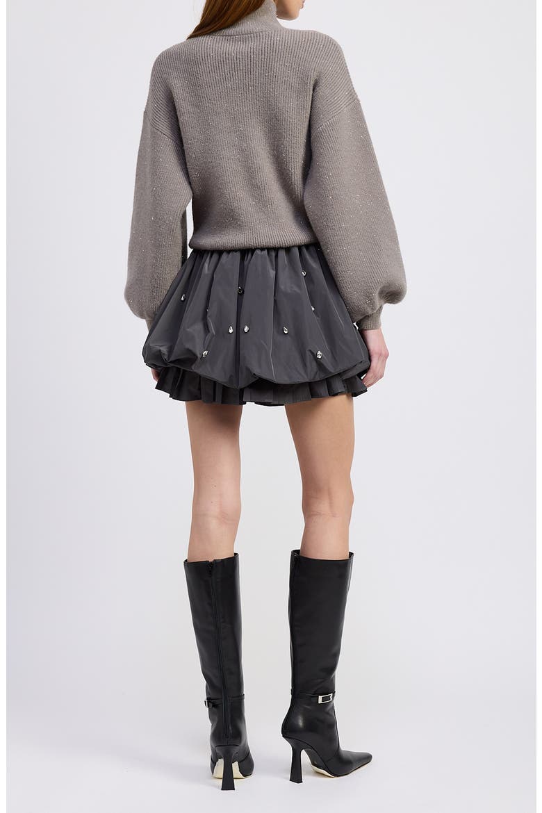 Florentina Long Sleeve Mixed Media Minidress, Alternate, color, GRAY