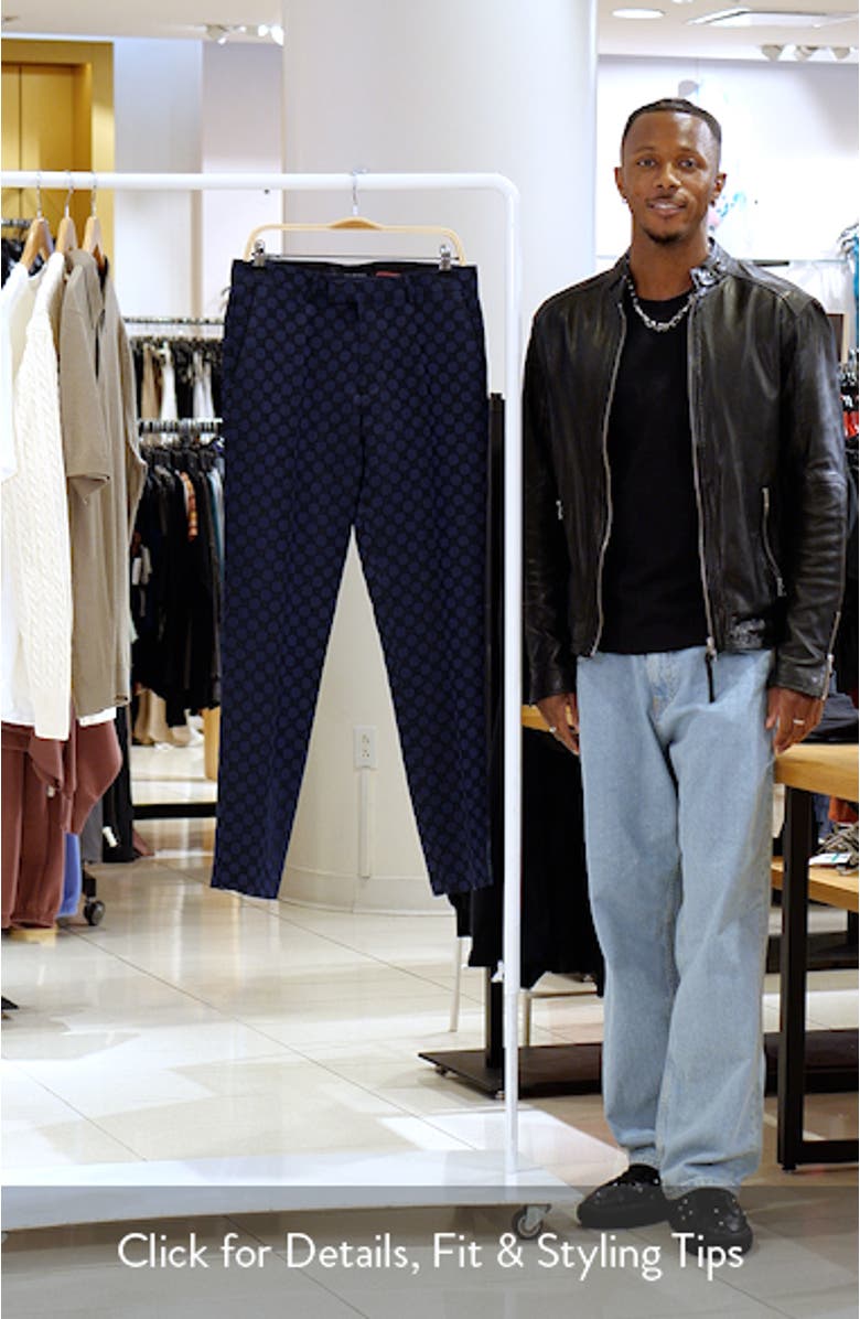 Papatya Slim Fit Navy Jacquard Suit Trousers, sales video thumbnail