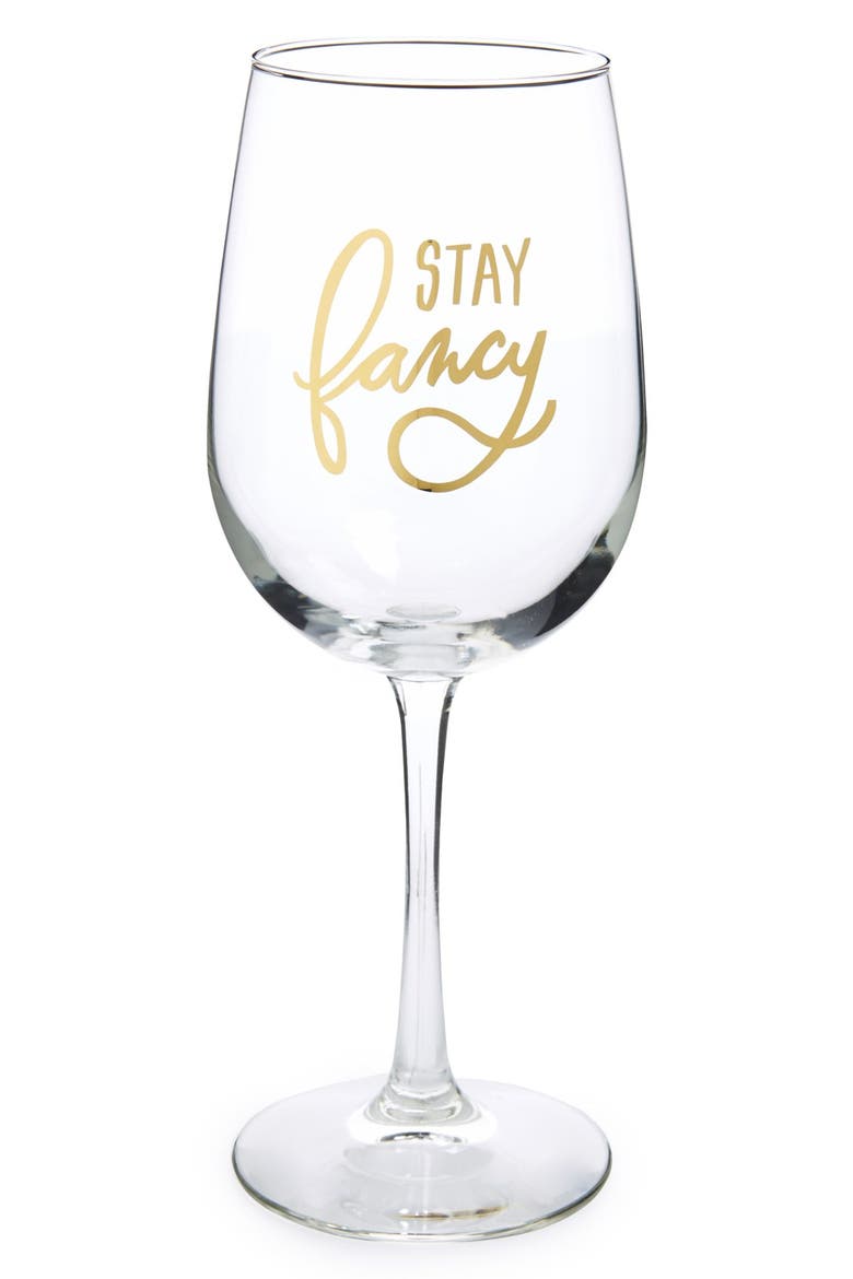 'Stay Fancy' Wine Glass, Main, color, GOLD